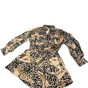 Good Time USA Animal Print Sheer Long-Sleeve Dress Size 2XL